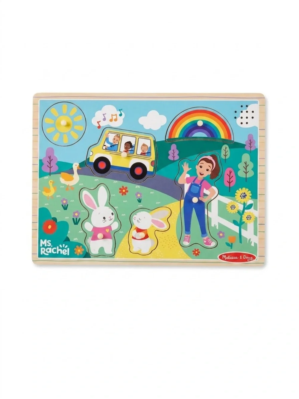 Melissa & Doug Ms. Rachel Farm Friends Wooden Peg Puzzle - Colorful
